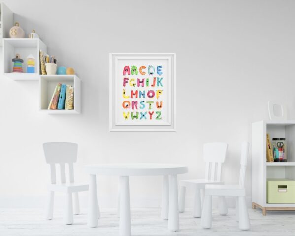 Monster Alphabet child's room Poster (Preschool, Kindergarten, homeschool, Child's Bedroom decor)