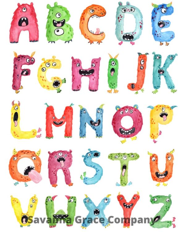 Monster Alphabet child's room Poster (Preschool, Kindergarten, homeschool, Child's Bedroom decor) - Image 5