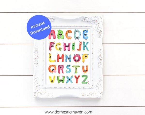 Monster Alphabet child's room Poster (Preschool, Kindergarten, homeschool, Child's Bedroom decor) - Image 3